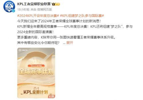 《王者荣耀》新增KPL年度总决赛奖金池1亿人民币