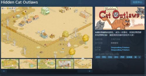 休闲解谜《Hidden Cat Outlaws》Steam页面支持中文