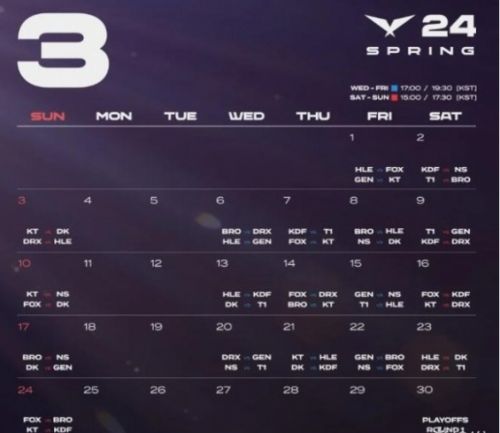 《英雄联盟》2024lck春季赛赛程表介绍
