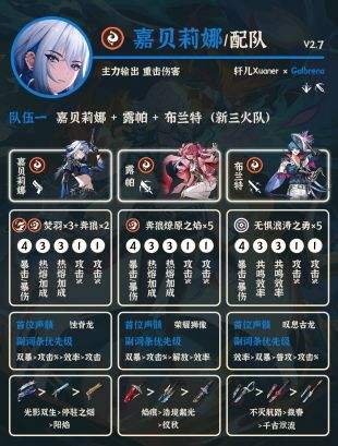 《鸣潮》V2.7嘉贝莉娜配队及声骸武器推荐