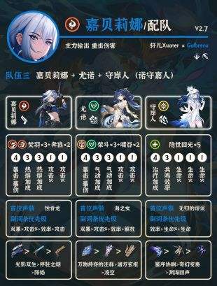 《鸣潮》V2.7嘉贝莉娜配队及声骸武器推荐